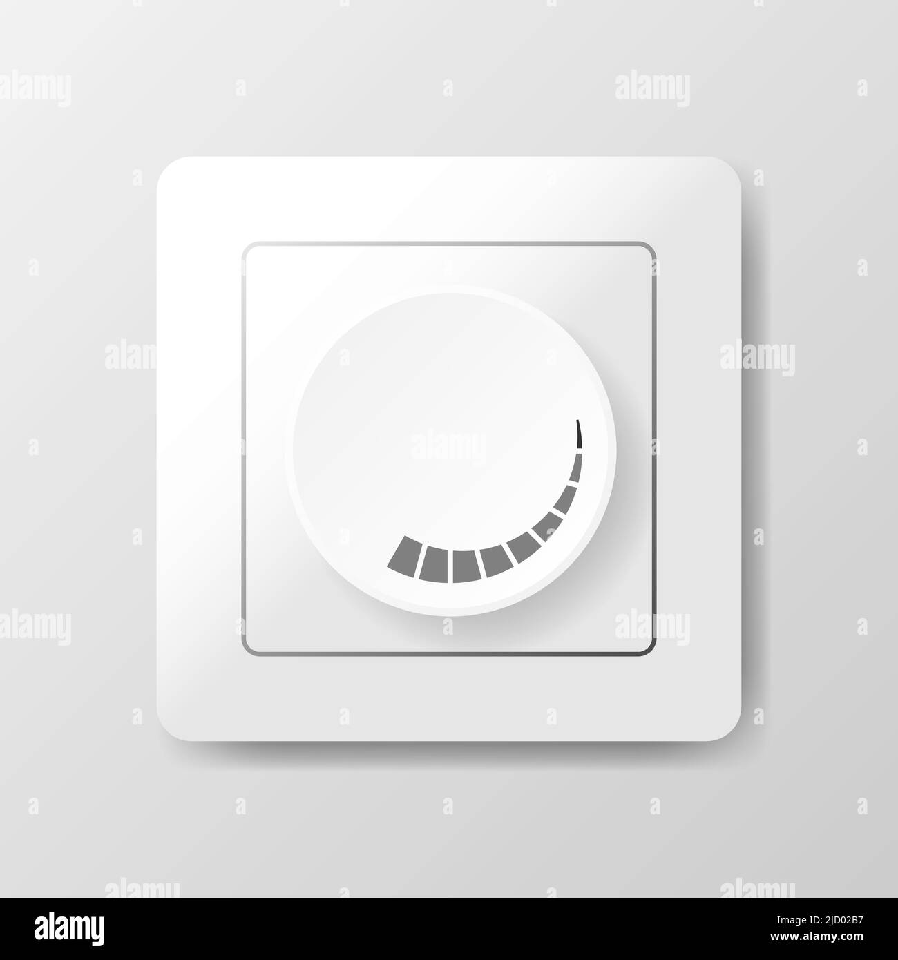 Bouton de musique à technologie blanche, bouton de volume avec ombre réaliste, échelle de portée et lumière Illustration de Vecteur