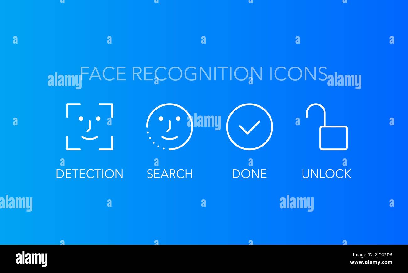 Reconnaissance faciale, design parfait pour toutes les applications. Vecteur d'icône de protection. Protection personnelle. Illustration de Vecteur