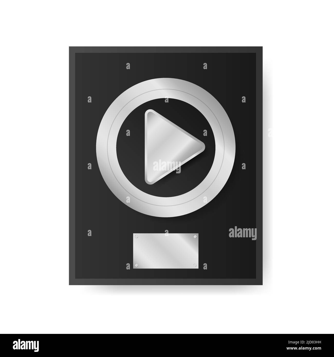 Vinyle argenté dans le cadre sur le mur. Disque de récupération, élément de conception de modèle. Illustration de Vecteur