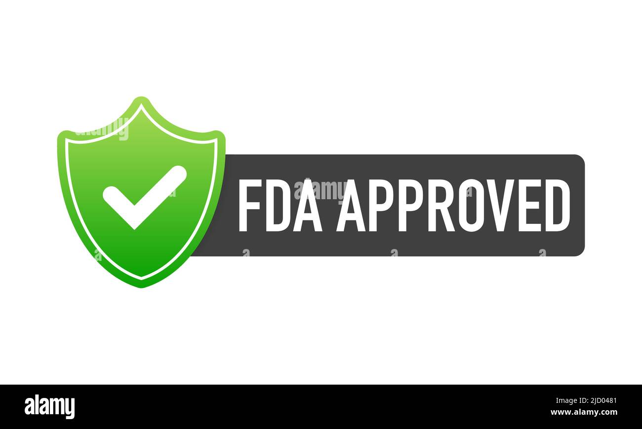 Étiquette verte approuvée par la FDA sur fond blanc. Bannière plate. Illustration vectorielle. Illustration de Vecteur
