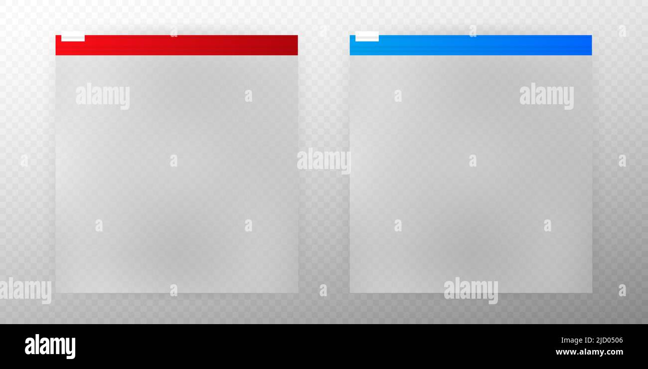 Sacs en plastique rouge et bleu réalistes sur les fermetures éclair. Illustration vectorielle. Illustration de Vecteur