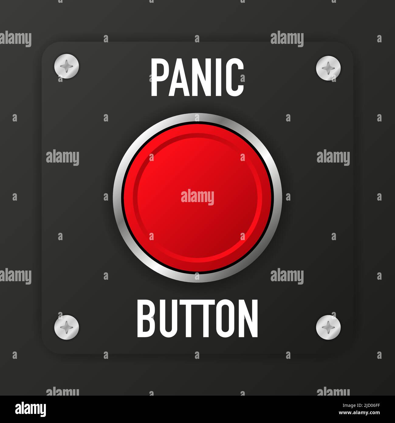 3D bouton panique réaliste sur fond noir. Illustration vectorielle. Illustration de Vecteur