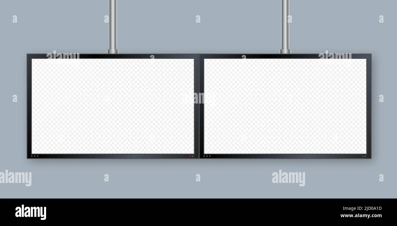 Mur d'écran plat. Vecteur de perspective. Icône vecteur. Technologie multimédia. Écran vierge isolé. Cadre noir. Illustration de Vecteur
