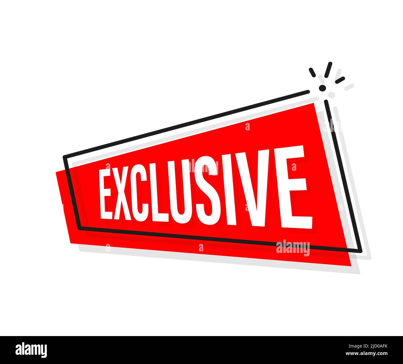 Exclusivité Red pour le design de la publicité Web. Vecteur de style plat. Fond blanc vectoriel. Badge d'offre spéciale. Illustration de Vecteur