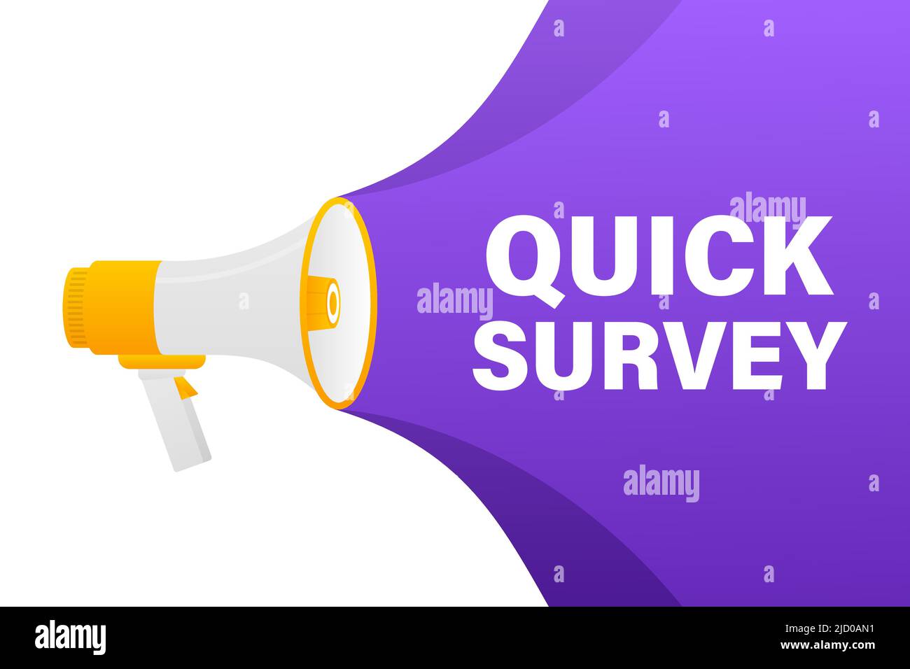 Bandeau de mégaphone de sondage rapide en style 3D sur fond blanc. Illustration vectorielle. Illustration de Vecteur