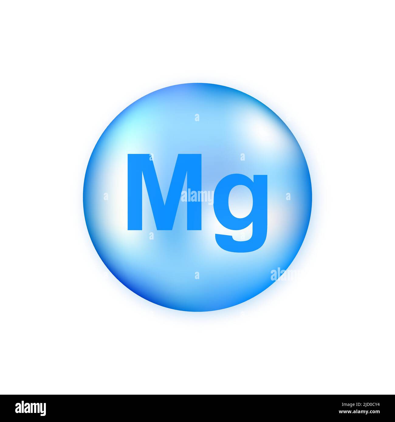 Capsule de pilule brillante minérale mg de magnésium bleu isolée sur fond blanc. Illustration de Vecteur