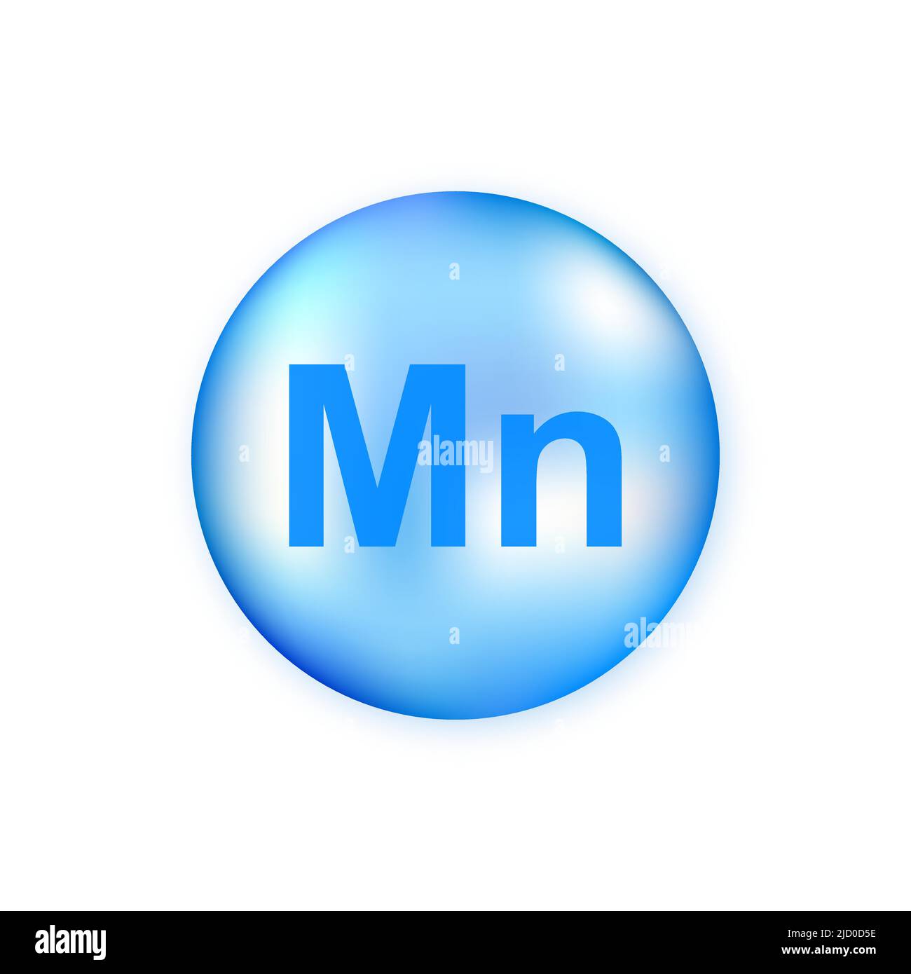 Capsule en pillule lumineuse bleu minéral Mn isolée sur fond blanc. Illustration de Vecteur
