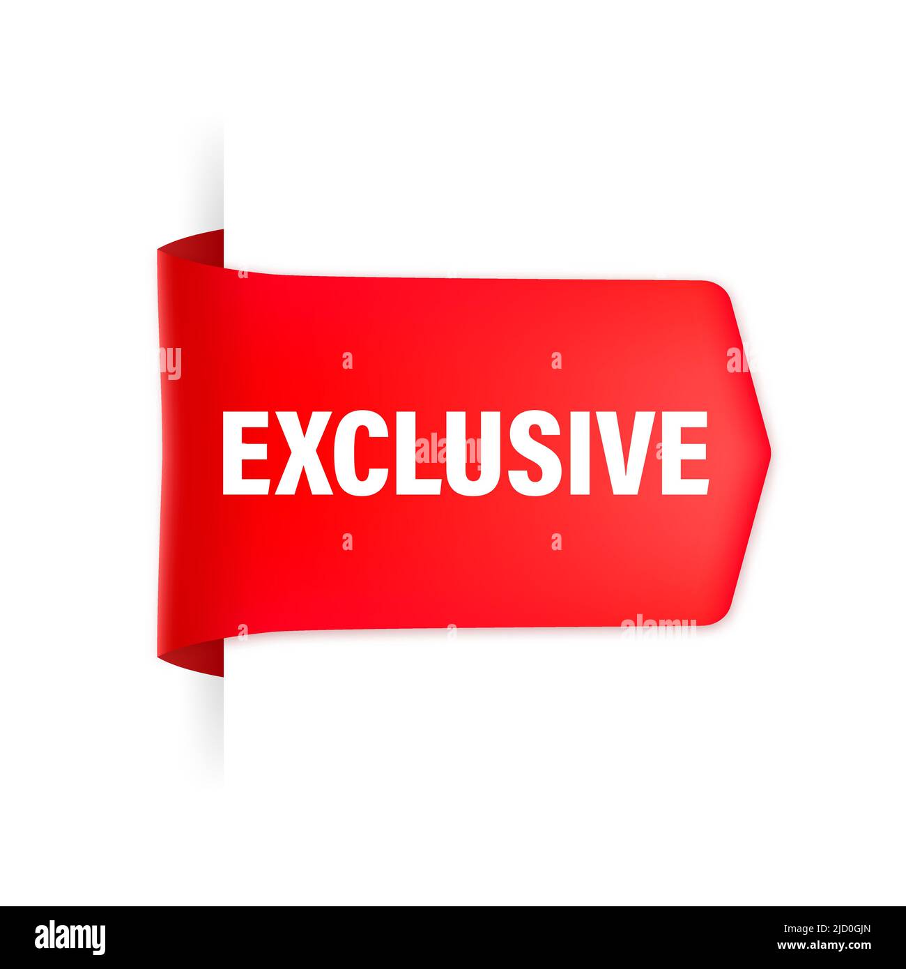 Exclusivité Red pour le design de la publicité Web. Vecteur de style plat. Fond blanc vectoriel. Badge d'offre spéciale. Illustration de Vecteur