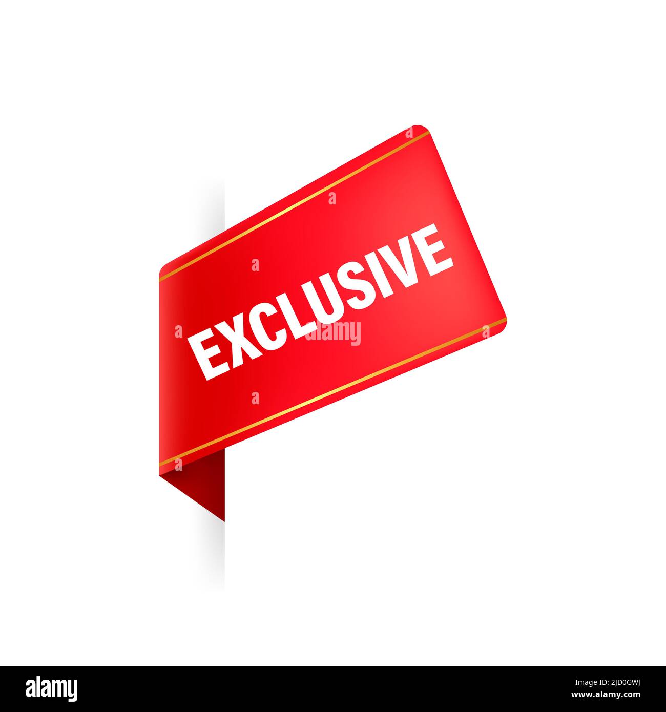 Exclusivité Red pour le design de la publicité Web. Vecteur de style plat. Fond blanc vectoriel. Badge d'offre spéciale. Illustration de Vecteur