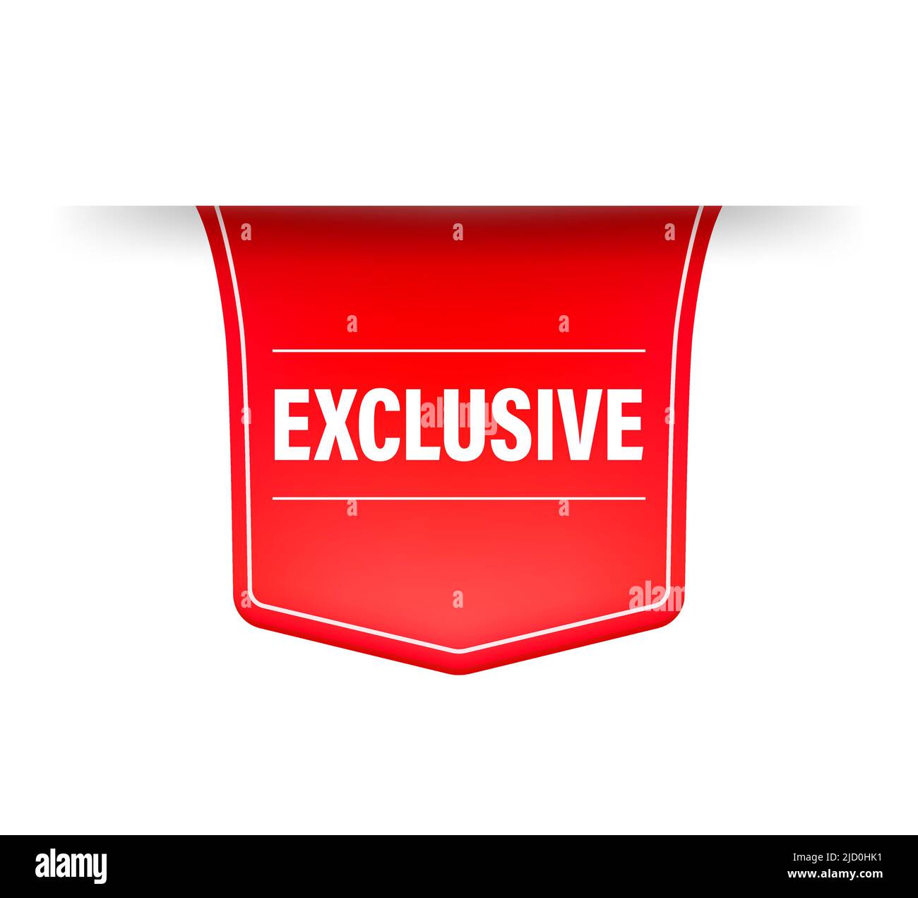 Exclusivité Red pour le design de la publicité Web. Vecteur de style plat. Fond blanc vectoriel. Badge d'offre spéciale. Illustration de Vecteur