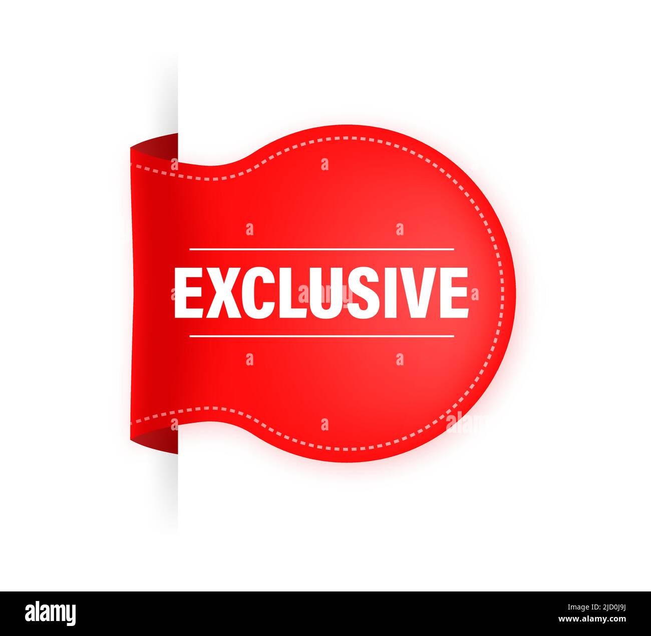 Exclusivité Red pour le design de la publicité Web. Vecteur de style plat. Fond blanc vectoriel. Badge d'offre spéciale. Illustration de Vecteur