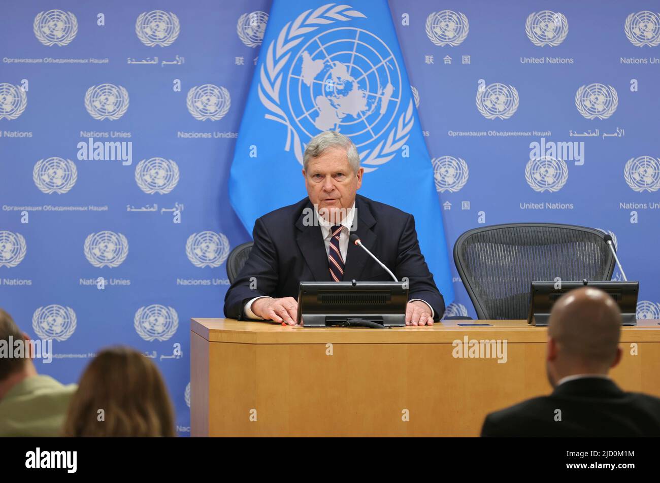 Nations Unies, New York, Etats-Unis, 16 juin 2022 - Tom Vilsack, Secrétaire de l'agriculture des Etats-Unis Conférence de presse sur l'alimentation et la sécurité aujourd'hui au siège de l'ONU à New York. Photo: Crédit PHOTO Luiz Rampelotto/EuropaNewswire OBLIGATOIRE. Banque D'Images