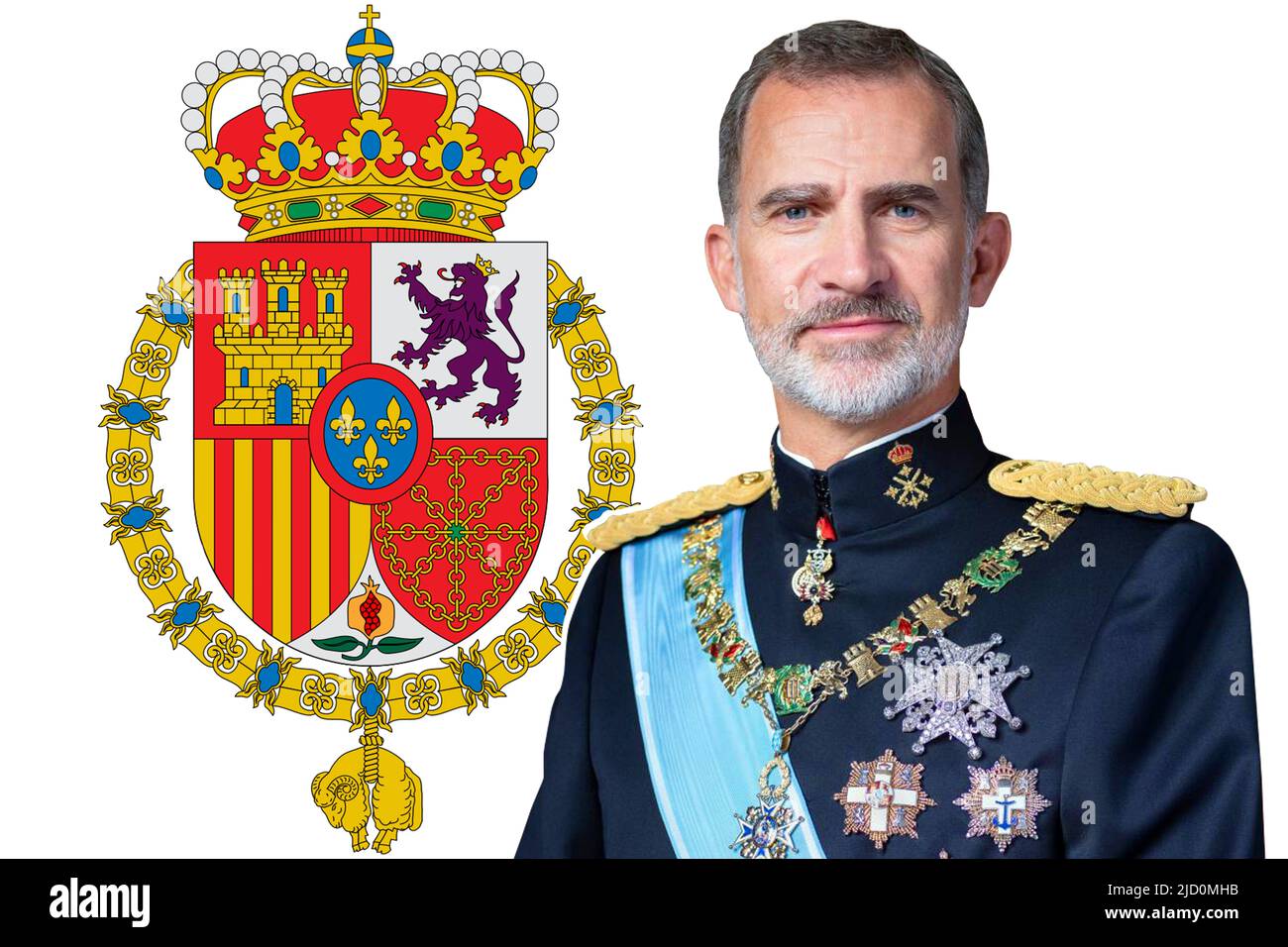 Roi Felipe VI d'Espagne, et armoiries Banque D'Images