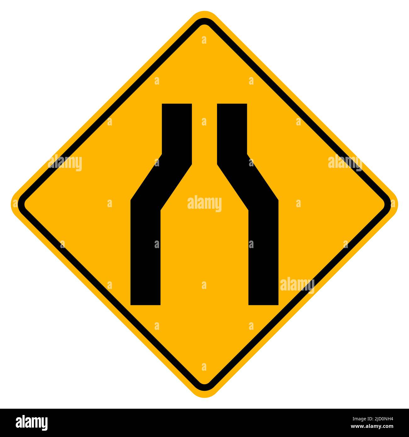 Panneaux d'avertissement la route se rétrécit des deux côtés sur fond blanc Illustration de Vecteur