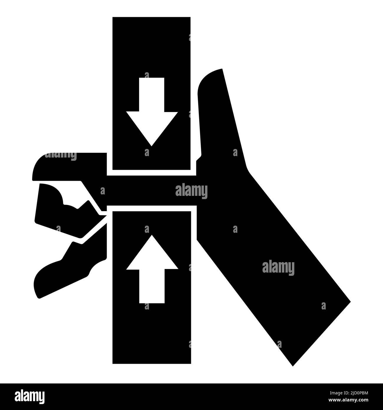 Attention symbole Force de compression de la main à partir du haut et du bas Illustration de Vecteur