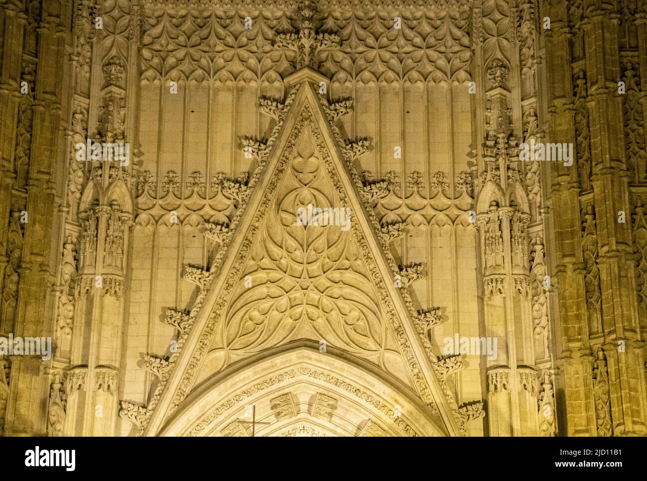 Façade détaillée de la porte du Prince à la cathédrale de Séville, Séville, Espagne Banque D'Images