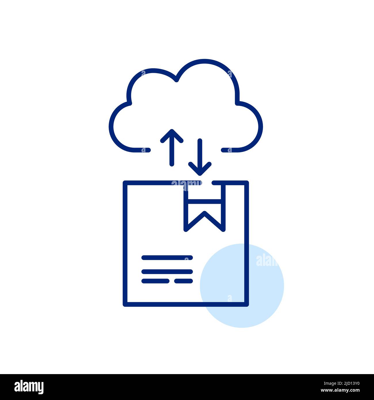 Numérisation de livraison. Informations sur les colis dans le stockage Cloud. Icône de dessin au trait de trait, pixel Perfect, modifiable Illustration de Vecteur