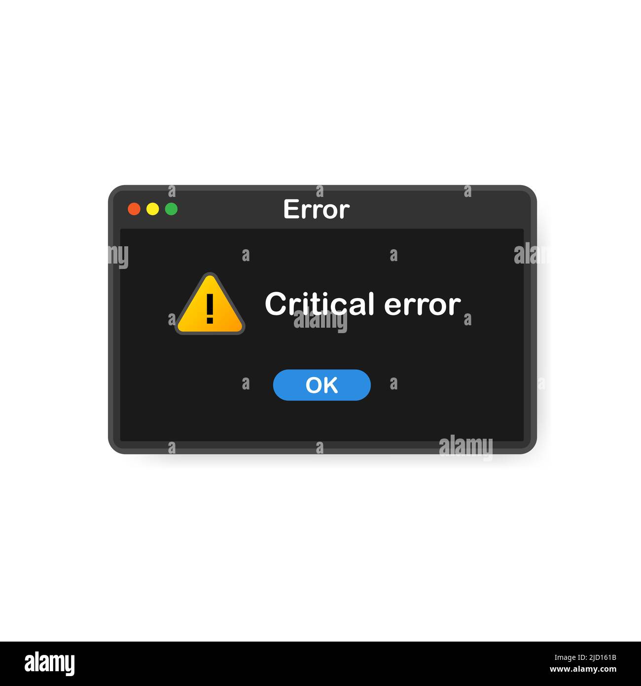 Erreur système vecteur icône échec interface pc. Message d'erreur fenêtre contextuelle d'alerte de l'ordinateur Illustration de Vecteur
