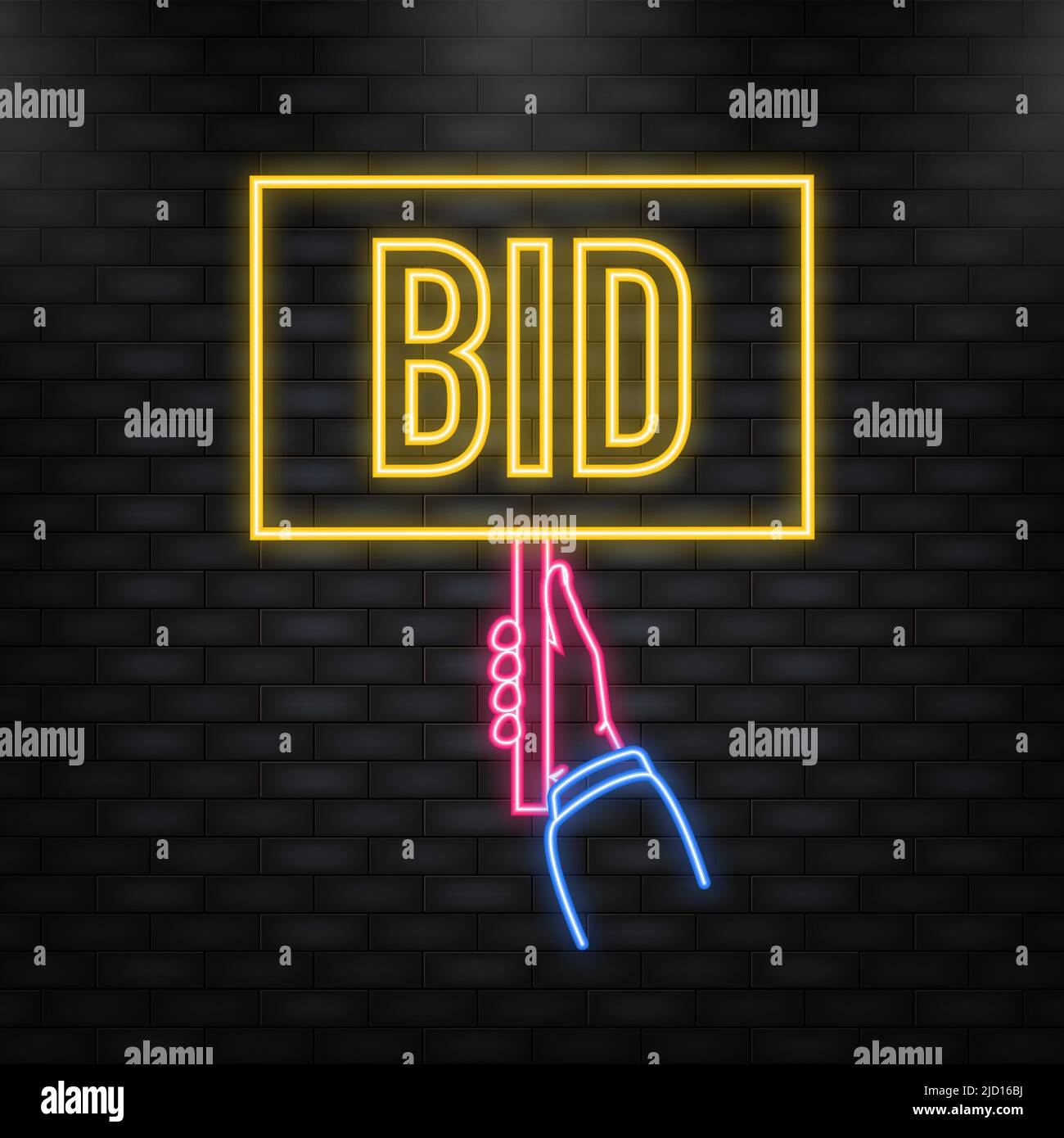 Illustration vectorielle numérique avec étiquette de soumission. Illustration avec isolation au néon. Illustration de Vecteur