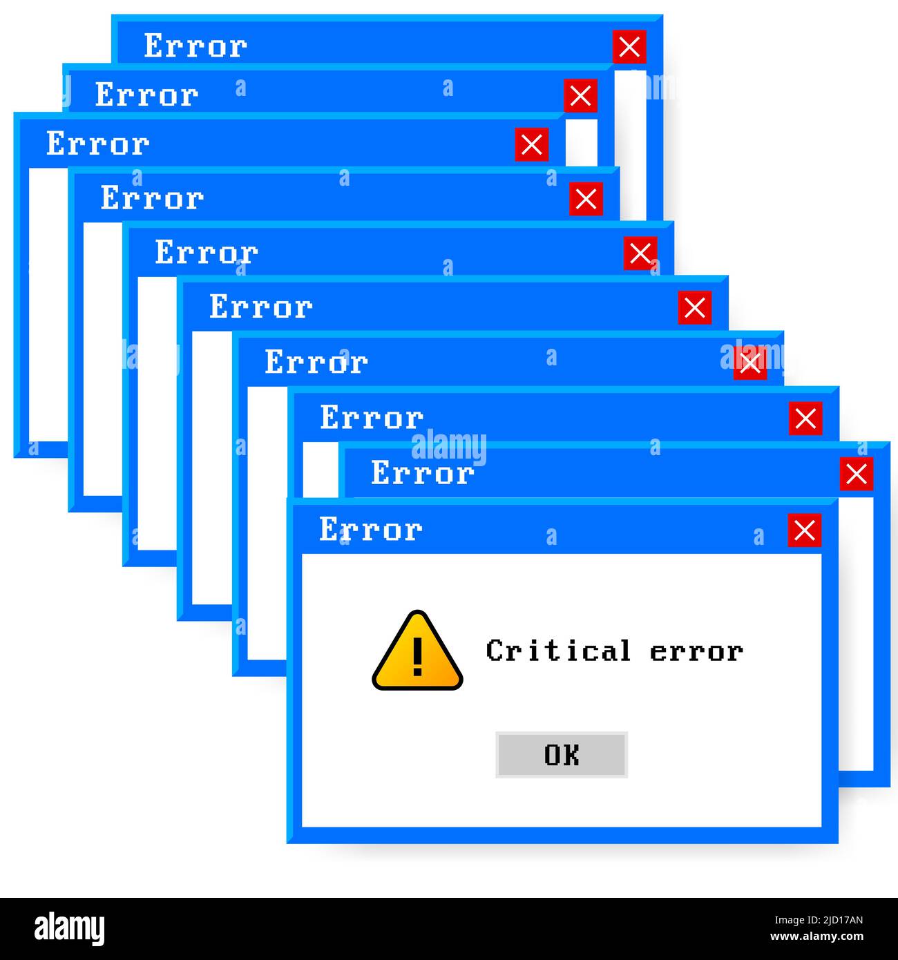 Erreur système vecteur icône échec interface pc. Message d'erreur fenêtre contextuelle d'alerte de l'ordinateur Illustration de Vecteur