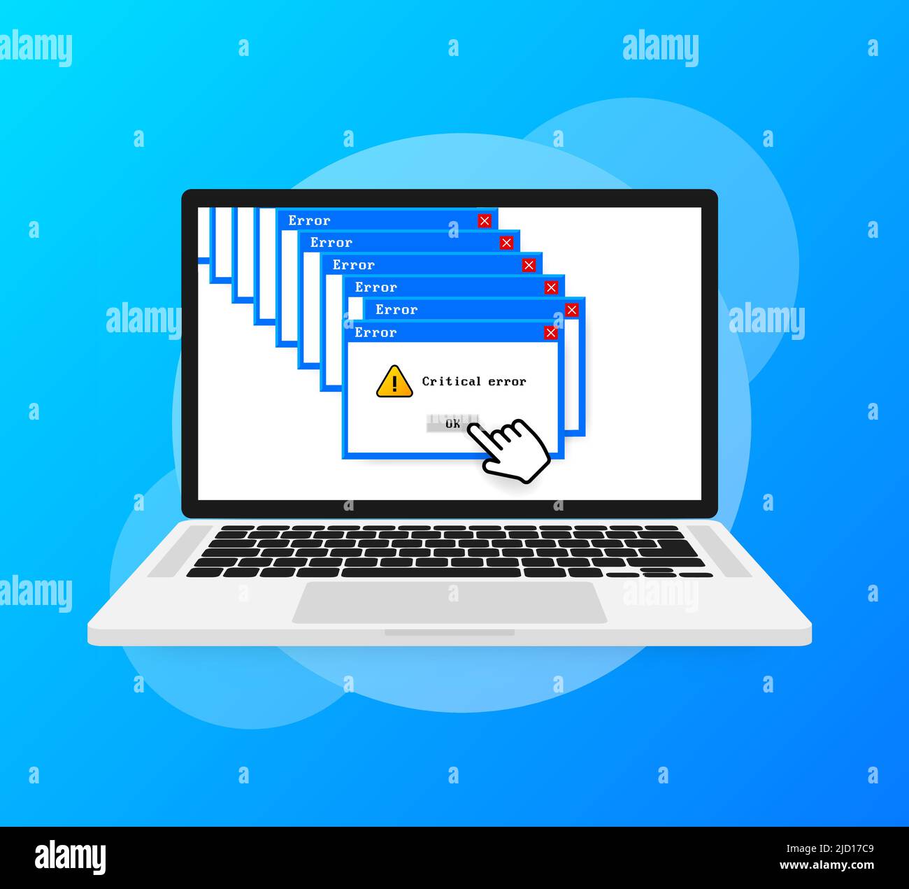 Erreur système vecteur icône échec interface pc. Message d'erreur fenêtre contextuelle d'alerte de l'ordinateur Illustration de Vecteur