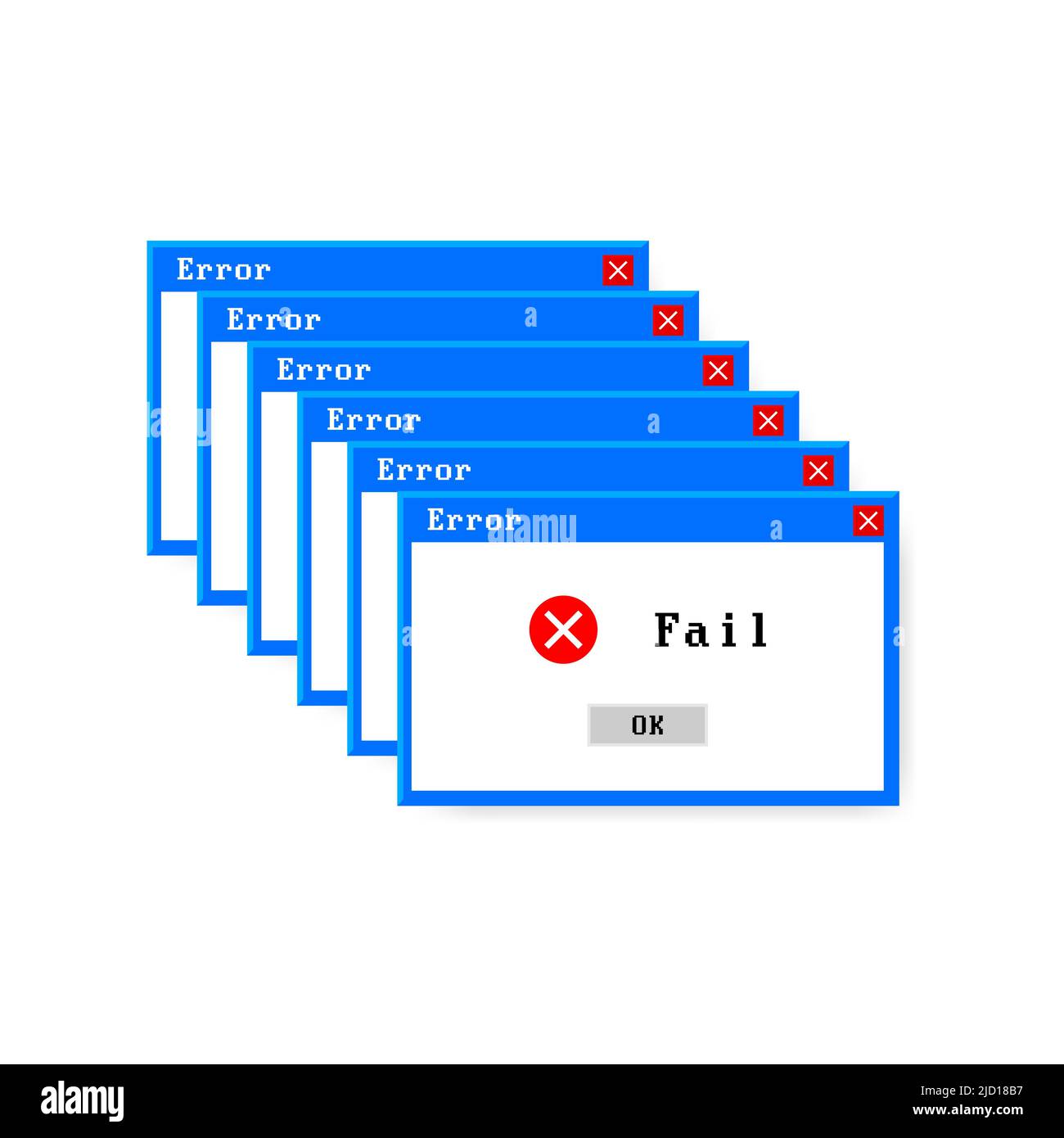 Erreur système vecteur icône échec interface pc. Message d'erreur fenêtre contextuelle d'alerte de l'ordinateur Illustration de Vecteur