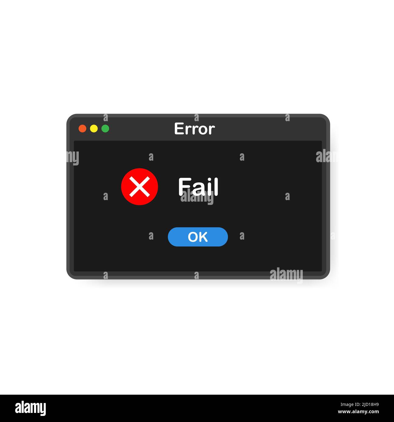 Erreur système vecteur icône échec interface pc. Message d'erreur fenêtre contextuelle d'alerte de l'ordinateur Illustration de Vecteur