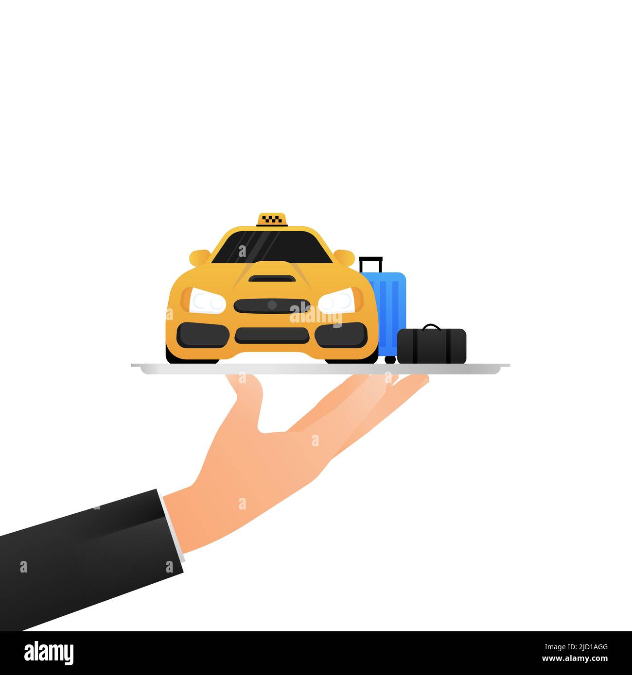 taxi de 3d caractères sur fond clair. Icône jaune sur fond noir. Icône Business Vector. Concept d'entreprise. Illustration de Vecteur