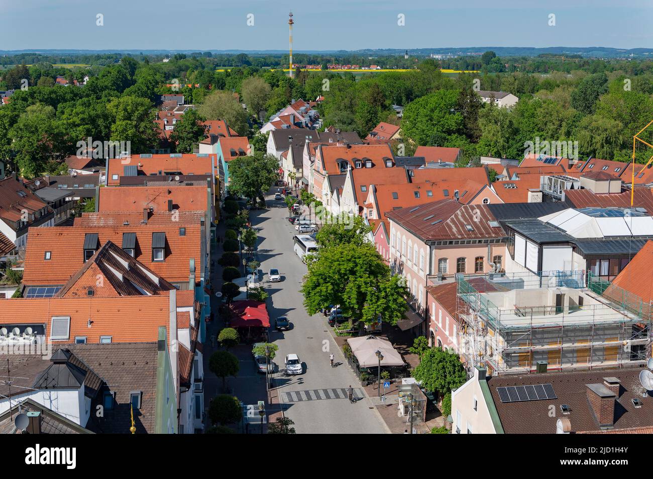 Vue sur le Lange Zeile à Erding, Bavière, Allemagne Banque D'Images