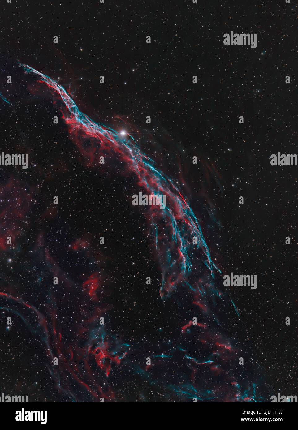 La nébuleuse du voile occidental (NGC 6960), reste supernova dans la constellation de Cygnus, photographiée du Royaume-Uni Banque D'Images