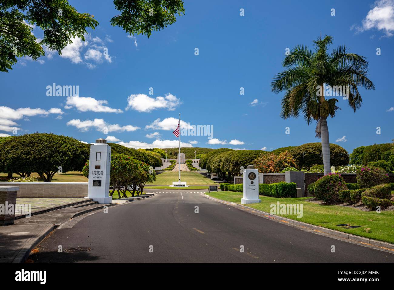 National Memorial Cemetery of the Pacific, cimetière militaire à Punchbowl Crater, Honolulu, Oahu, Hawaii, États-Unis Banque D'Images