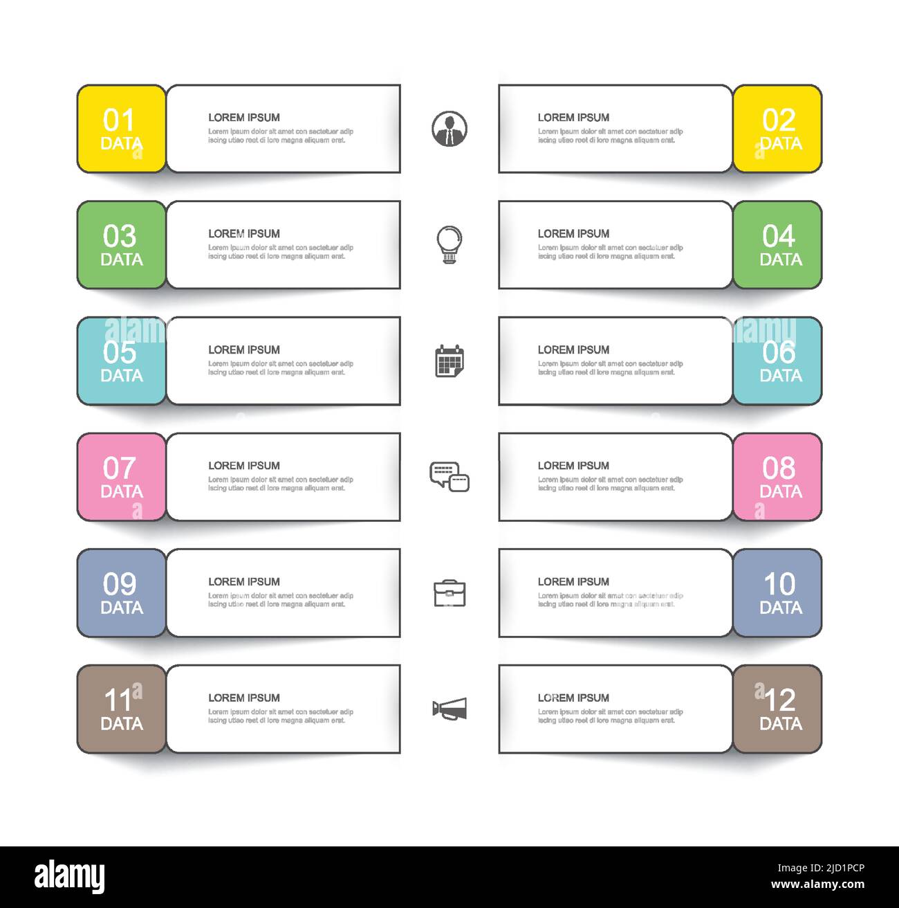 12 modèle d'index de ligne mince de l'onglet infographies de données. Illustration vectorielle résumé carré arrière-plan de l'infographie. Illustration de Vecteur