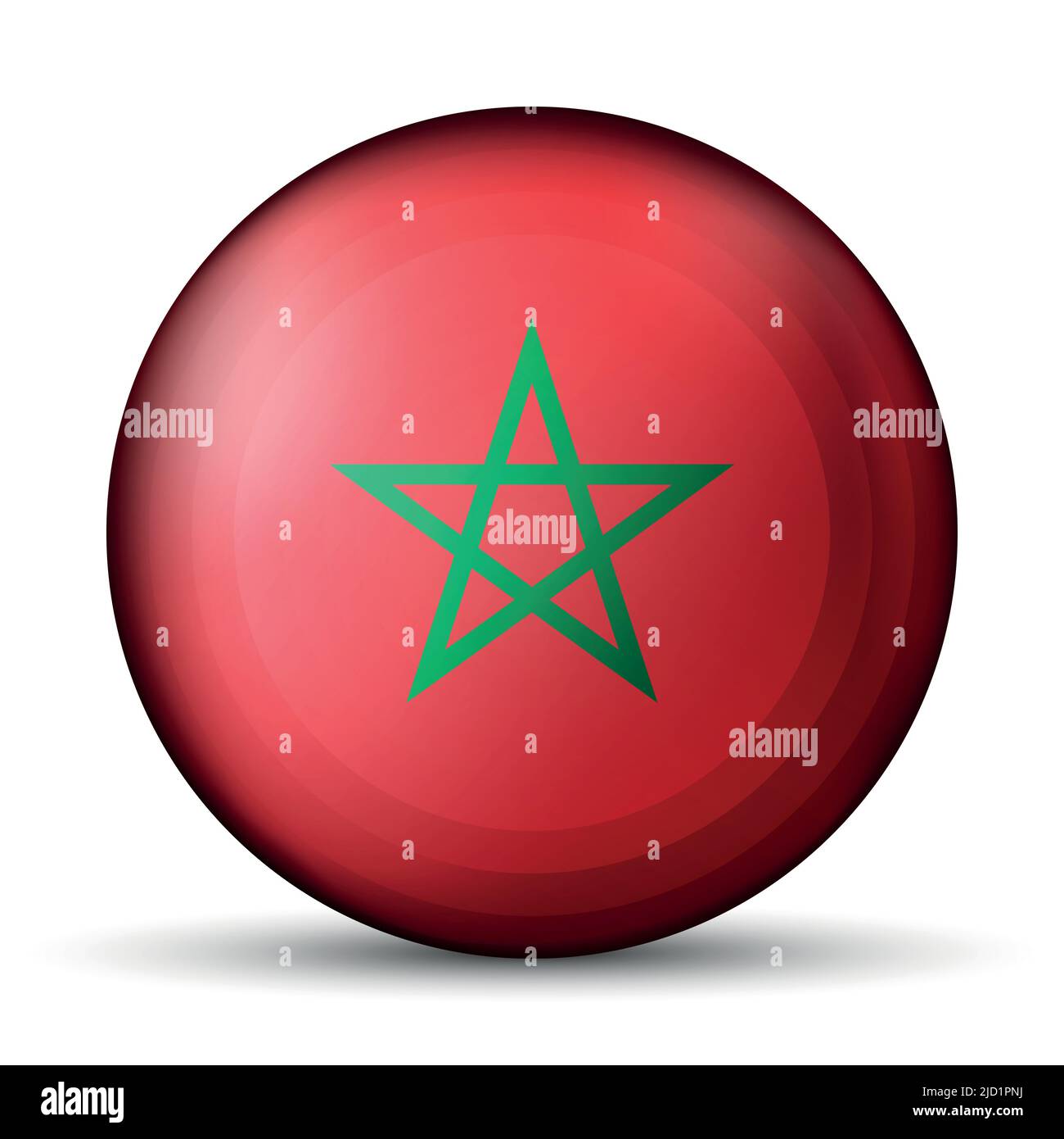 Boule lumineuse en verre avec drapeau du Maroc. Sphère ronde, icône de modèle. Symbole national marocain. Boule brillante réaliste, illustration vectorielle abstraite 3D Illustration de Vecteur