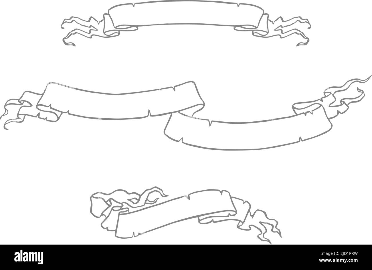 Rubans blancs avec contour, anciens rouleaux, place pour l'en-tête, graphique vectoriel Illustration de Vecteur