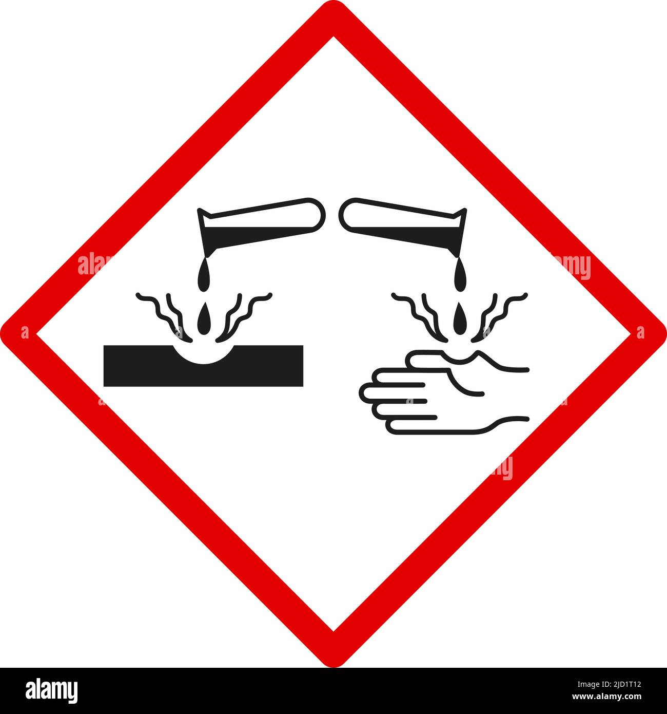Symbole de sécurité, dangereux pour la peau, liquide caustique, signe simple, graphique vectoriel Illustration de Vecteur