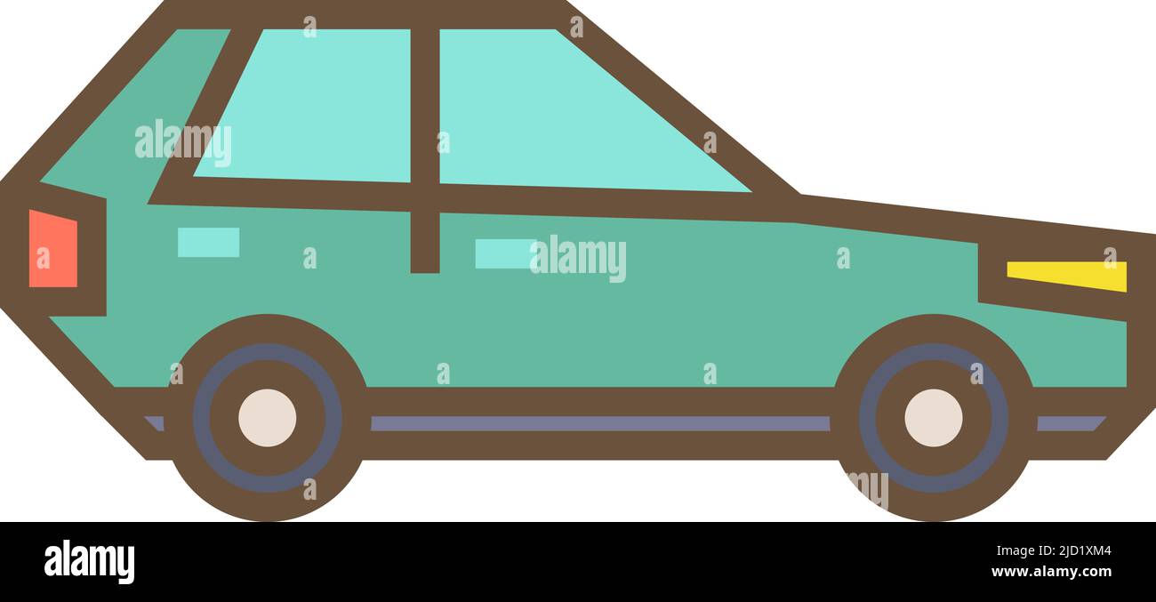 Icône d'ancienne voiture. Berline verte. Jouet auto Illustration de Vecteur