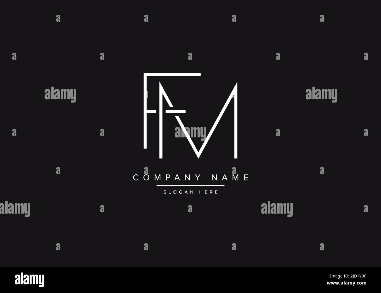 Modèle de logo vectoriel de monogramme d'illustration FM avec un style de luxe classique et un arrière-plan noir Illustration de Vecteur