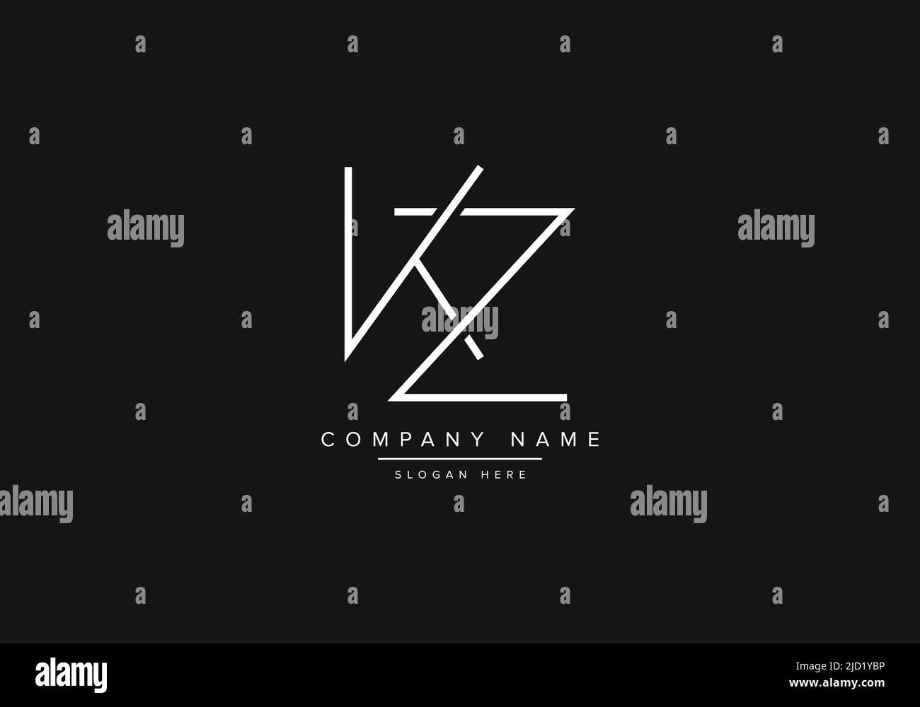 Modèle de logo vectoriel de monogramme avec illustration KZ de style classique de luxe et arrière-plan noir Illustration de Vecteur