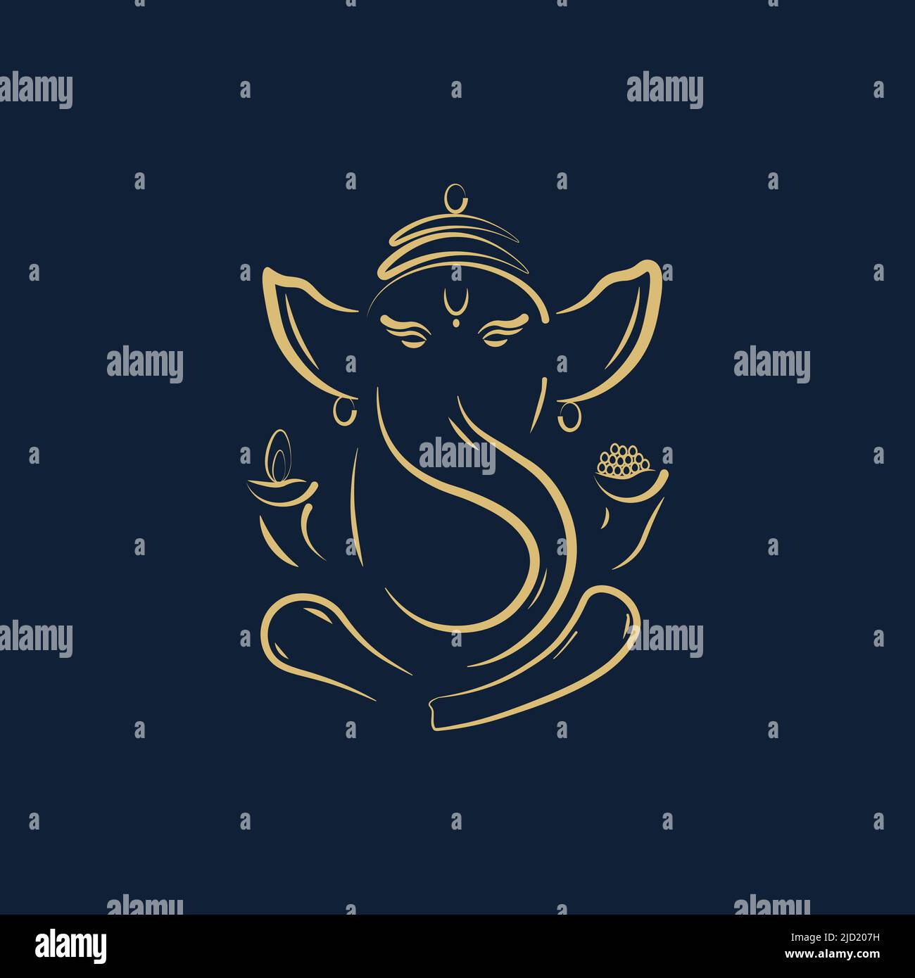 Motif vectoriel isolé Ganesha de couleur dorée Illustration de Vecteur