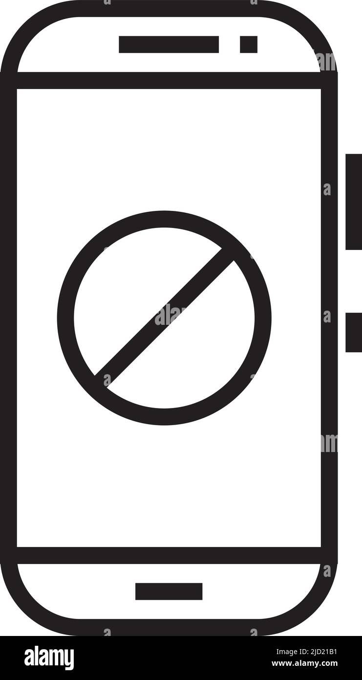 Aucun symbole de signal sur l'icône de ligne de l'écran du téléphone Illustration de Vecteur