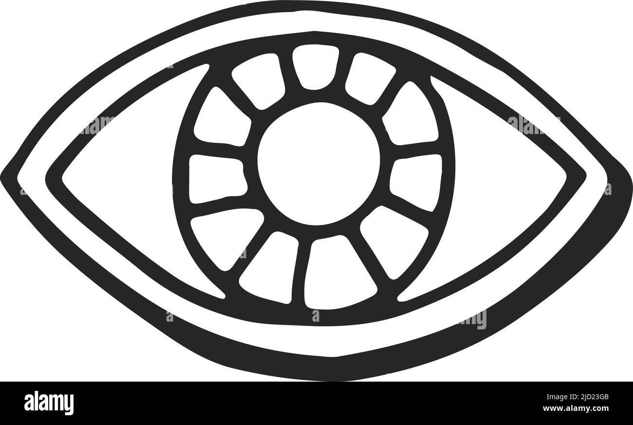 Symbole de l'œil. Icône de détection de vision dessinée à la main Illustration de Vecteur