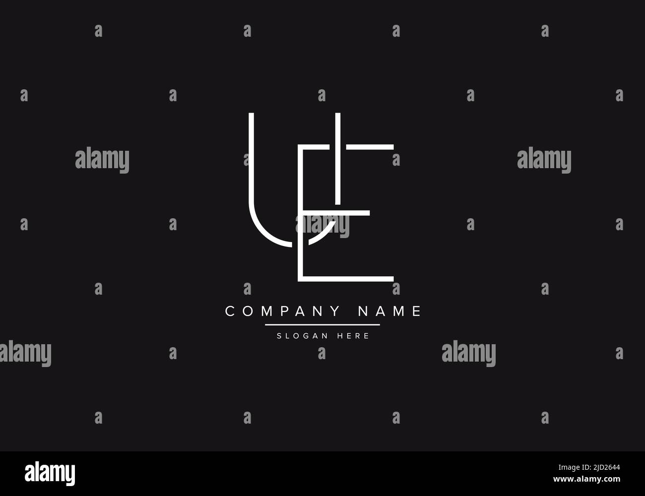Illustration vectorielle du logo UE line art, monogramme abstrait