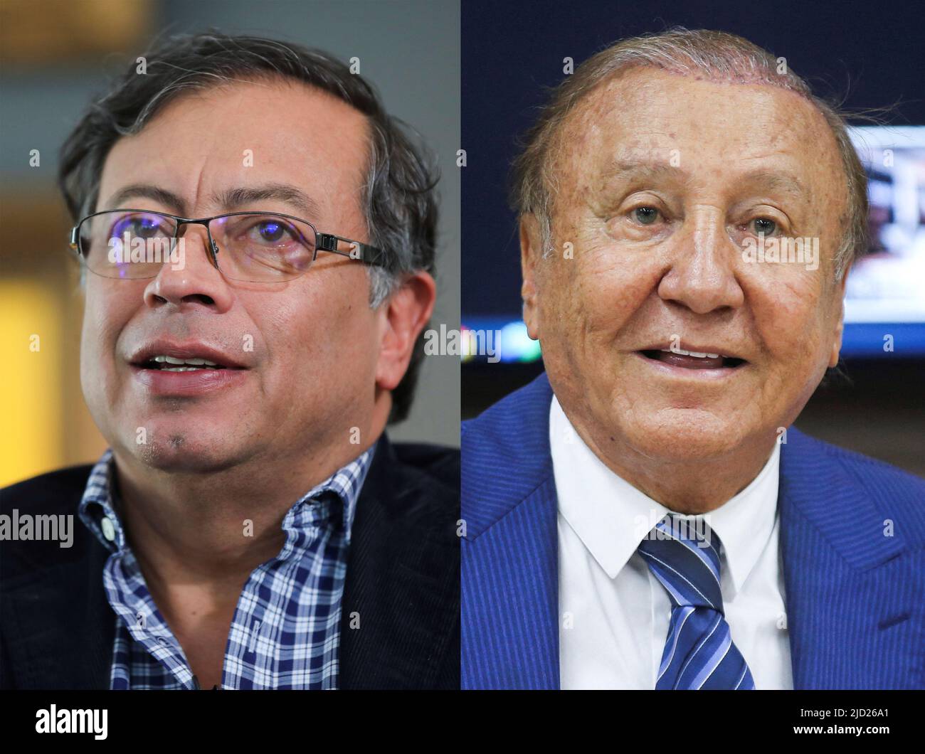 Une image combinée montre les candidats à la présidence colombienne Gustavo  Petro et Rodolfo Hernandez en