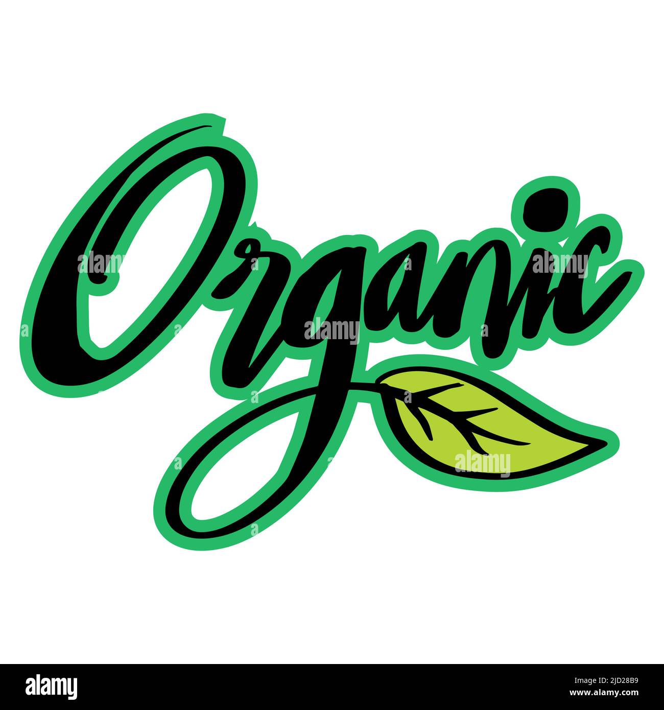 Lettrage biologique à la main. Concept de logo. Banque D'Images