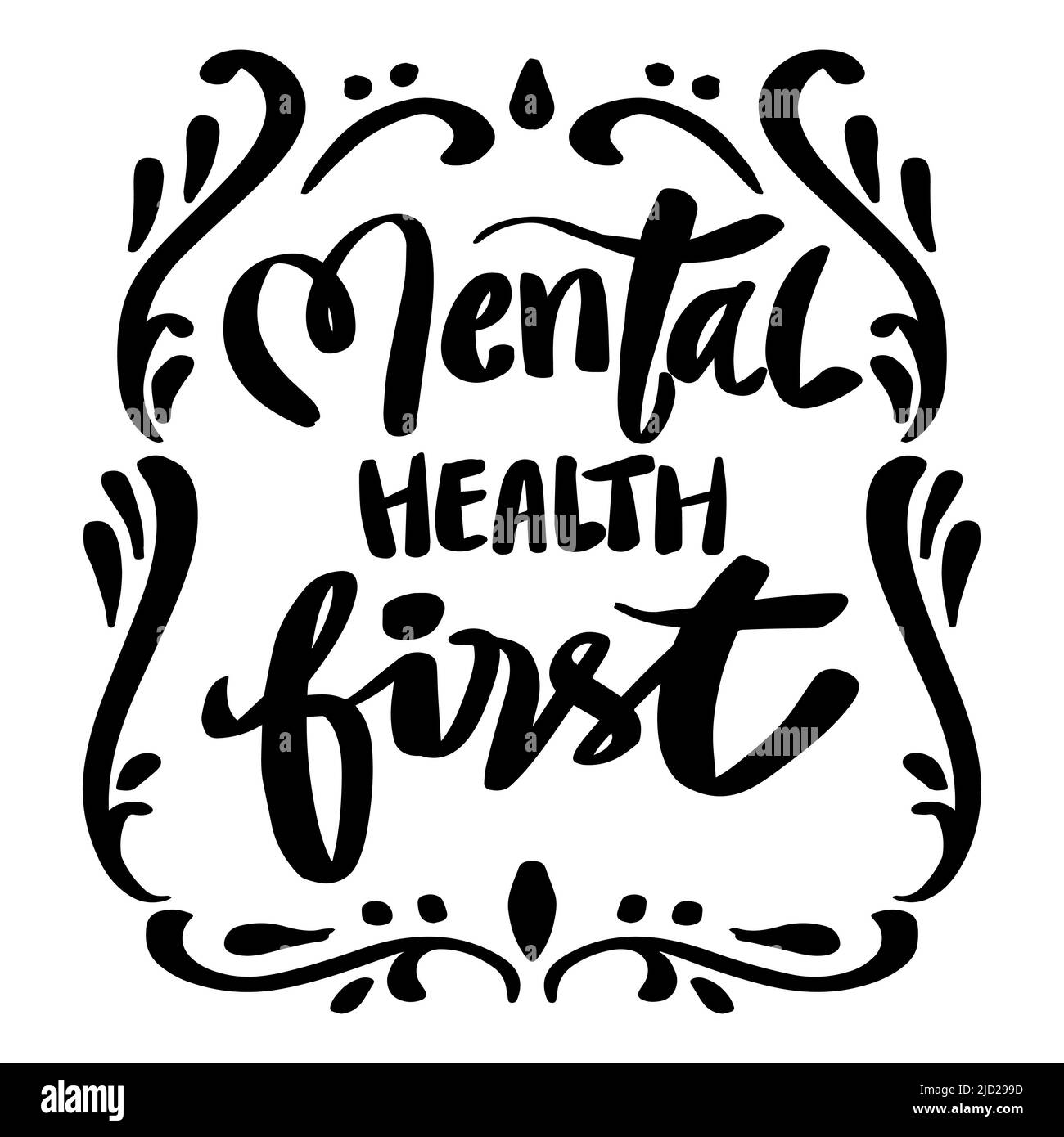 Lettres de première main sur la santé mentale. Concept d'affiche. Banque D'Images