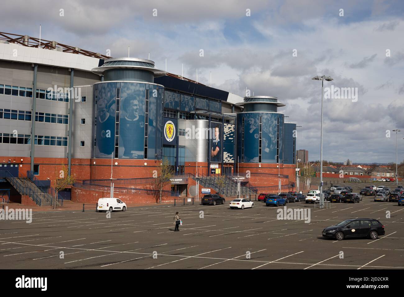 Vue de l'extérieur du parc Hampden, stade national de l'Écosse, à Mount Florida, à Glasgow, en Écosse, 7 avril 2022. N55°49,482' W4°15,241' Banque D'Images