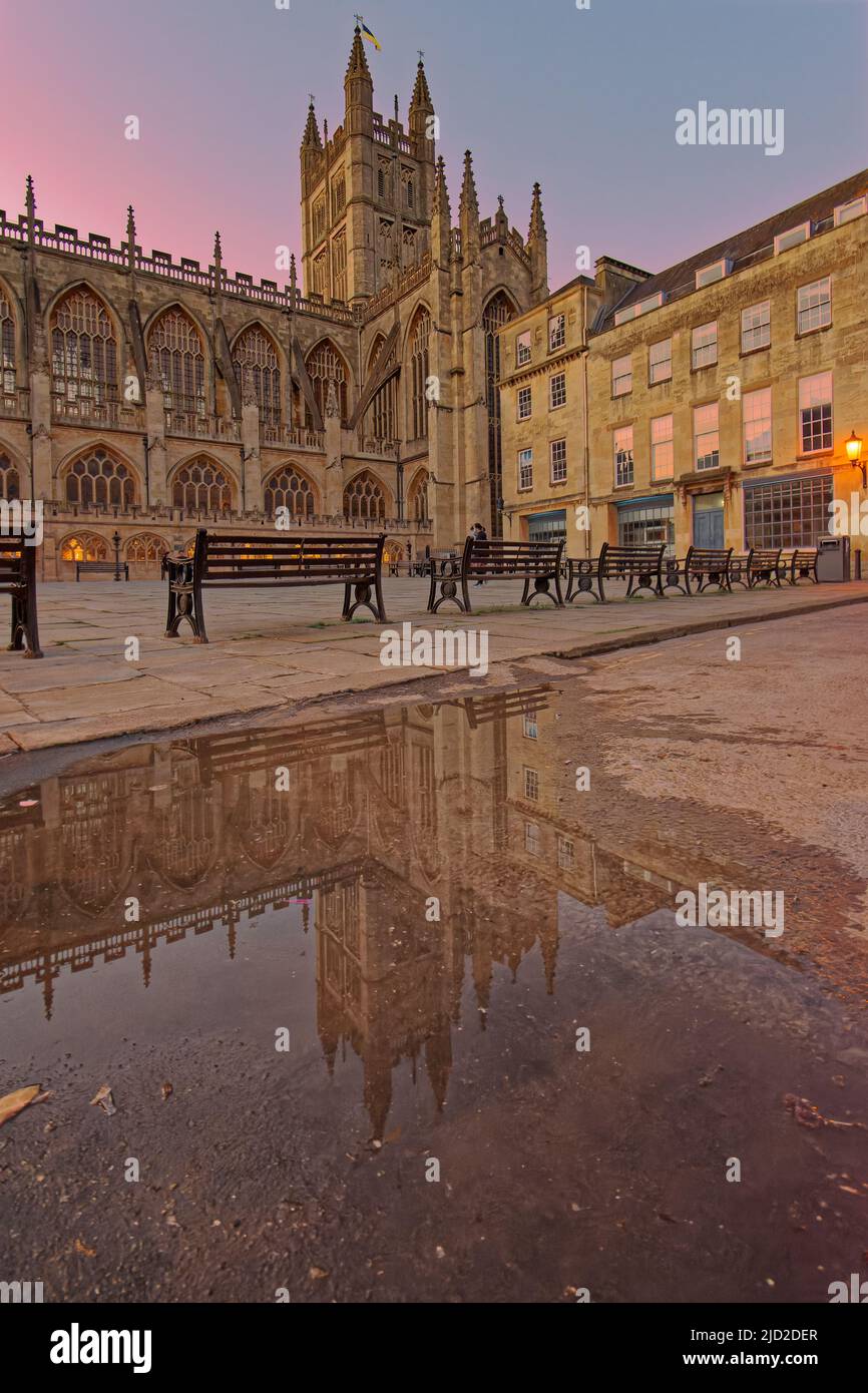 Bath City Centre Blue Hour crépuscule Banque D'Images