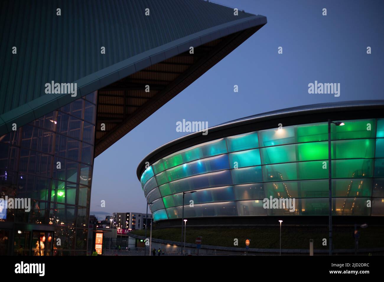 SEC Armadillo (Clyde Auditorium), OVO Hydro et River Clyde Scenes, à Glasgow, Écosse, le 9 avril 2022. N55°51,558' W4°17,247' Banque D'Images