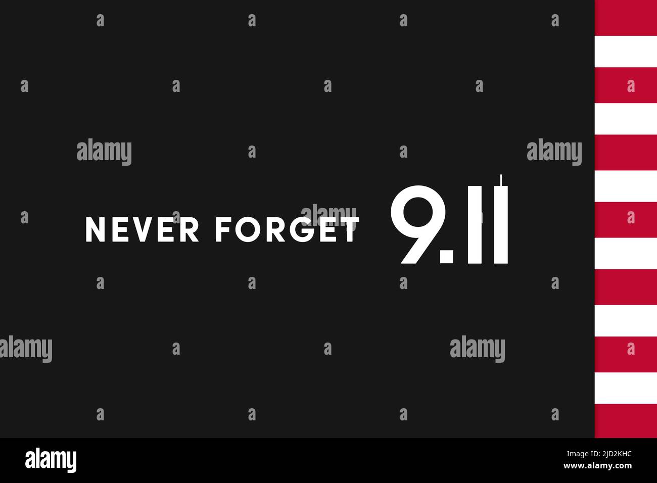 Souvenir de 9 11, 11 septembre, jour du Patriot. Illustration des tours jumelles représentant le numéro onze. Nous n'oublierons jamais l'attaque terroriste Banque D'Images