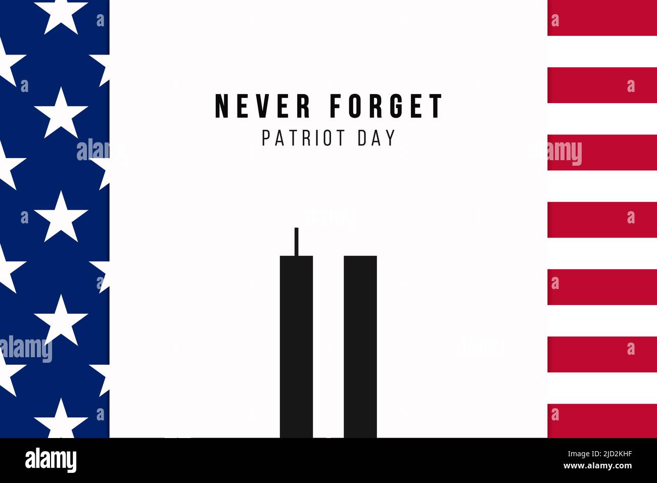 Souvenir de 9 11, 11 septembre, jour du Patriot. Illustration des tours jumelles représentant le numéro onze. Nous n'oublierons jamais l'attaque terroriste Banque D'Images